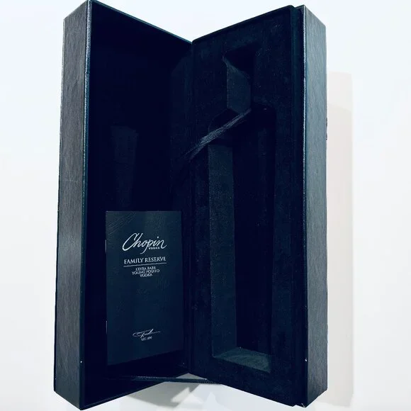 Chopin Family Reserve Black Leather Decorative Box W Silver Embossed Signature